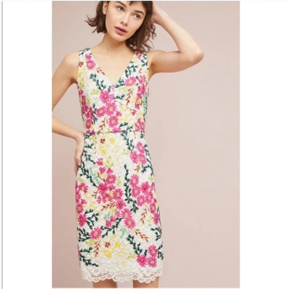 EUC ANTHROPOLOGIE Moulinette SoeursTaylor Floral Lace Dress size 16 - Picture 1 of 12